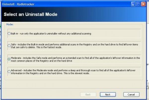 Revo Uninstaller : choosen Moderate uninstall Mode (default)