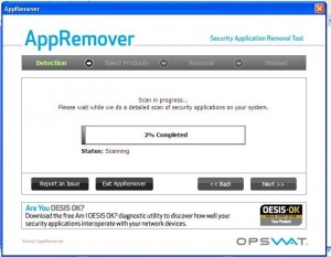 App Remover searching for antivirus to uninstall