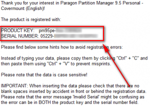 paragon partition manager serial key