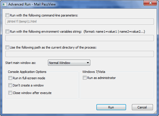 AdvancedRun - Run a Windows program with different settings