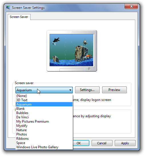screen saver settings run command