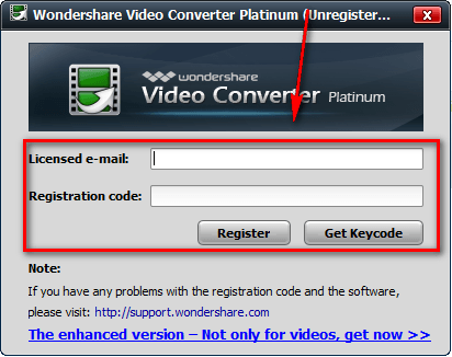 wondershare video converter licensed email and registration code