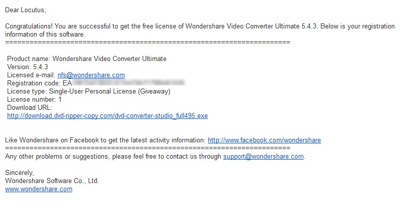 free wondershare dvd creator registration code