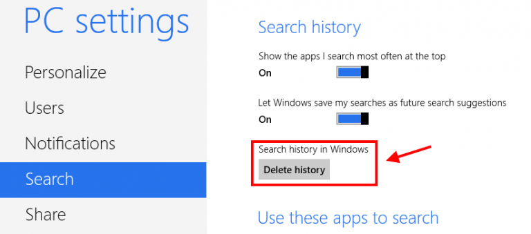 delete search history