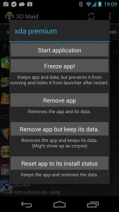 SD Maid App Freeze Menu