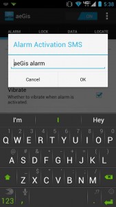 aeGis alarm activation text