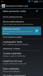 Enable allow unknown sources Android