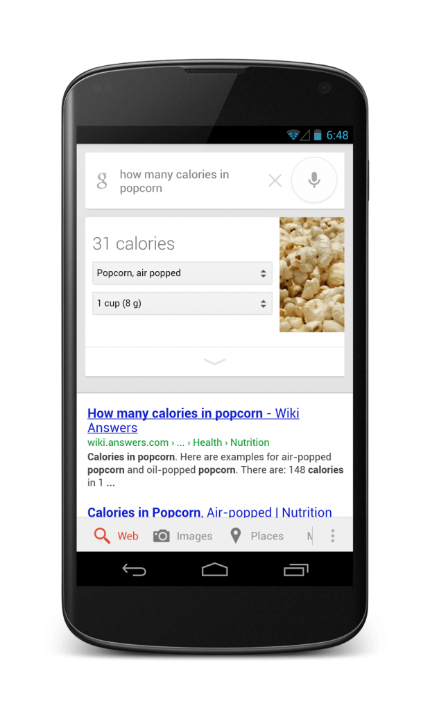 How many calories in popcorn Google Search