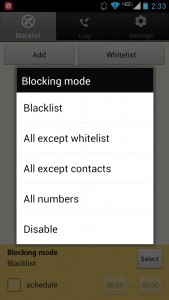 Blacklist Plus blocking mode