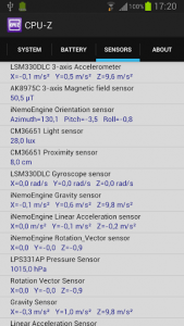 CPU-Z sensors tab