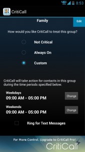 CritiCall customize group