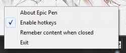 Epic Pen system tray settings