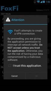 FoxFi permissions message
