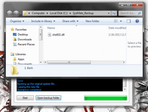 SysMate backup folder