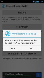 Internet Speed Master restore backup