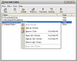 free hide folder main interface