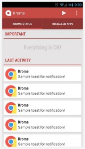 Krome recent notifications