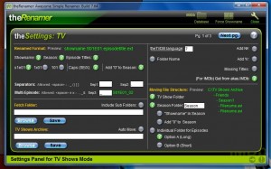 The Renamer TV settings