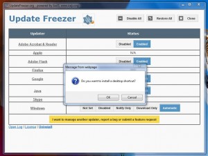Update Freezer desktop shortcut prompt