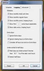 Work Time Monitor logging settings