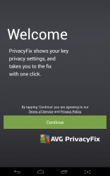 AVG PrivacyFix welcome screen