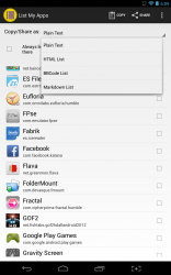 List My Apps formats