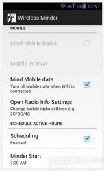 Wireless Minder schedule and more settings