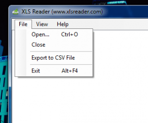 XLS Reader export menu