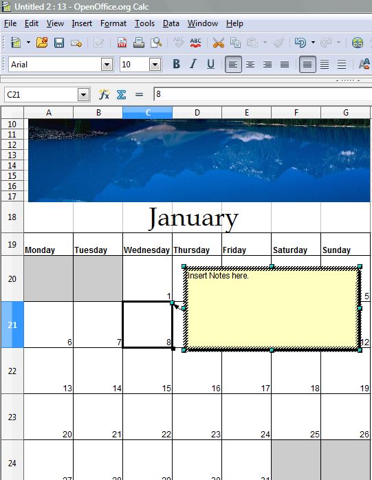 Calendar Spreadsheet 6