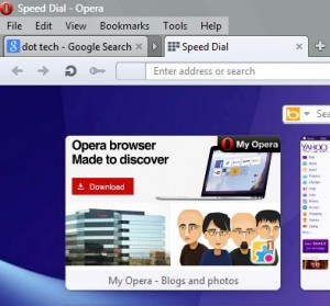 opera beta new tab menu not working