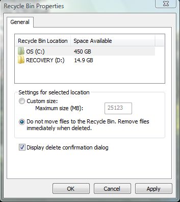 Recycle Bin Windows Vista Restore