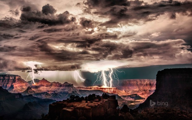 lightning storm over grand canyon
