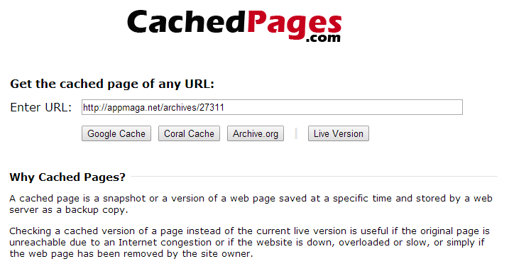 download cached version of page