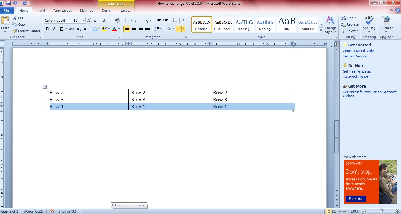 How To Move Word 2010 Or 2013 Table Rows Paragraphs And Bullet Points 