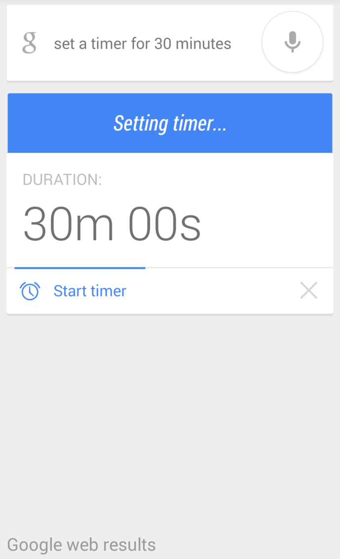 Google Now set a timer