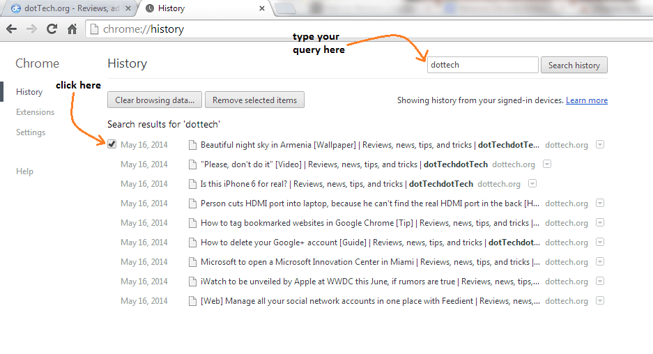 Selectively Remove Chrome History 1