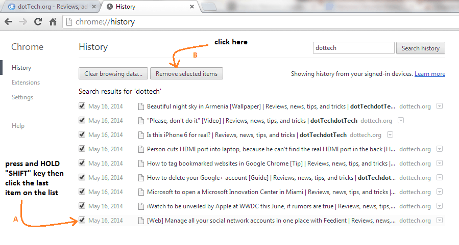 Selectively Remove Chrome History 2