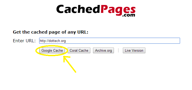 choose cached pages options