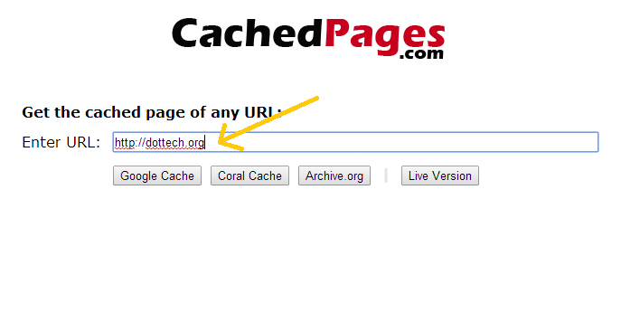 go to cached pages homepage