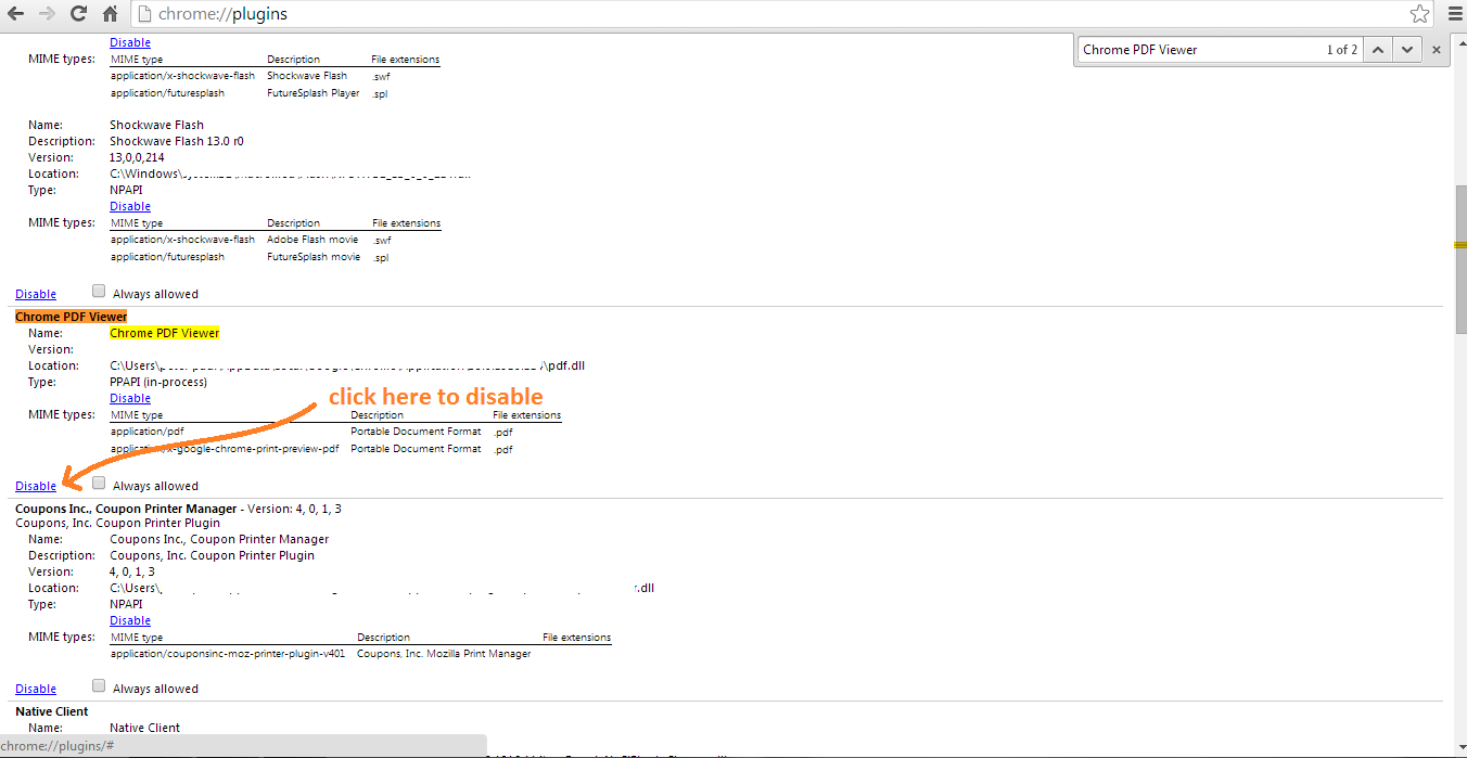 Disable Chrome PDF Viewer