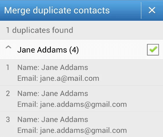 Select contacts to merge