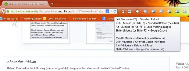 Firefox reload hotkeys