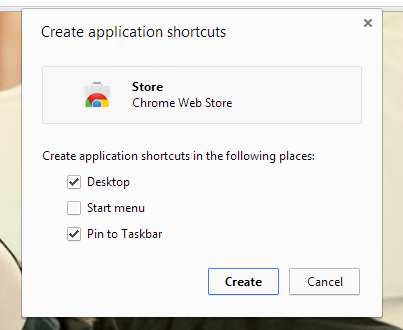 Web Store create shortcut b