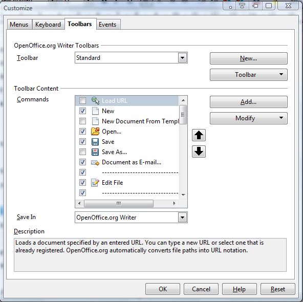 OpenOffice Toolbar