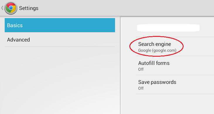 change default search engine chrome android b