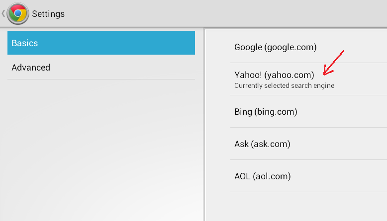 change default search engine chrome android c