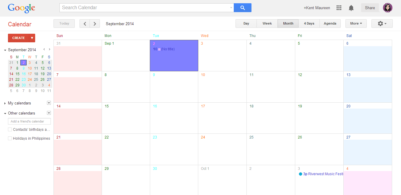 Colorful Calendar View in Google Calendar