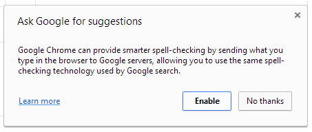 enable auto correct feature in Chrome c