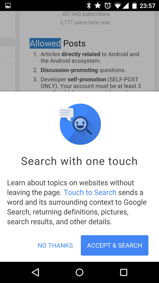 Chrome Touch to Search Android