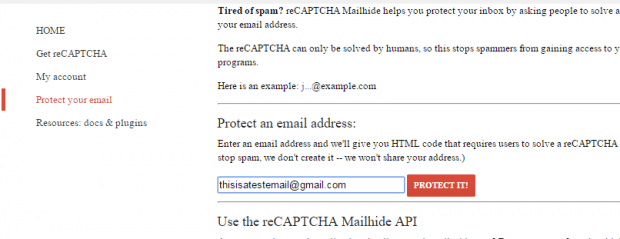 hide email address with captcha